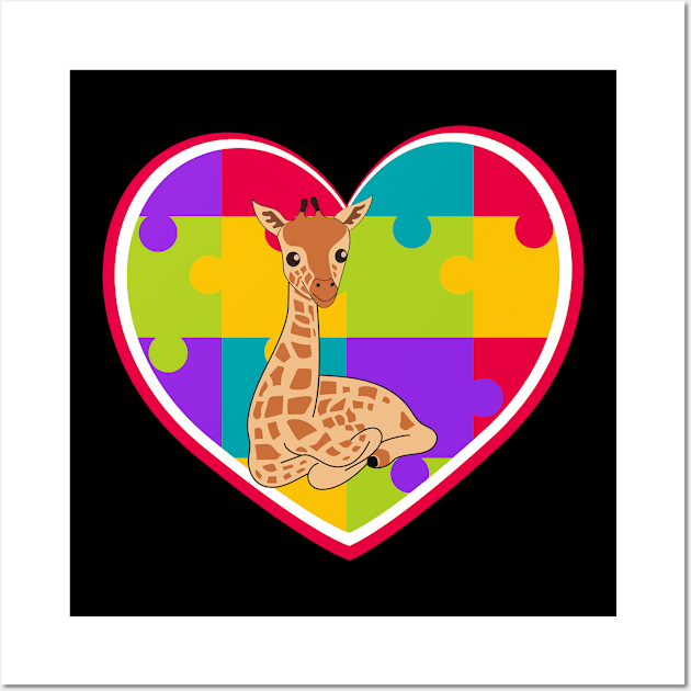 Autism Day giraffe Wall Art by teespra